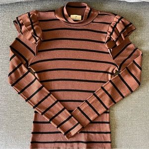 NWOT Anthropologie Ruffled Turtleneck Top by T.La